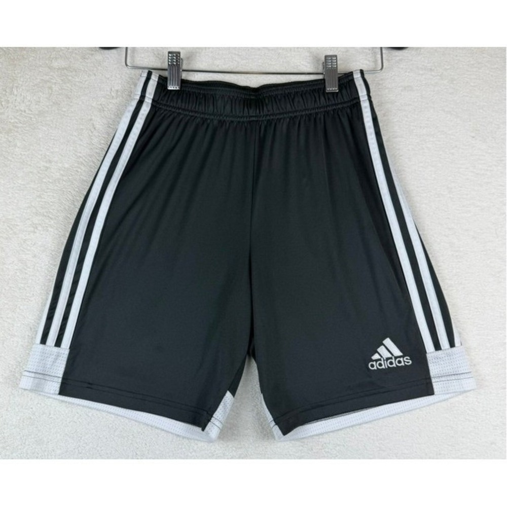 Adidas Youth Boys Soccer Short Charcoal Gray 3-Stripe Climalite Size Large